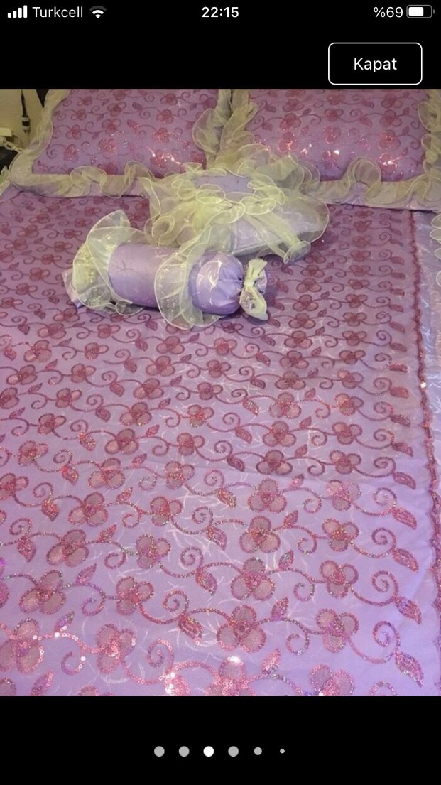 Mor Nakışlı Pastel Yatak Örtüsü - Görsel 3