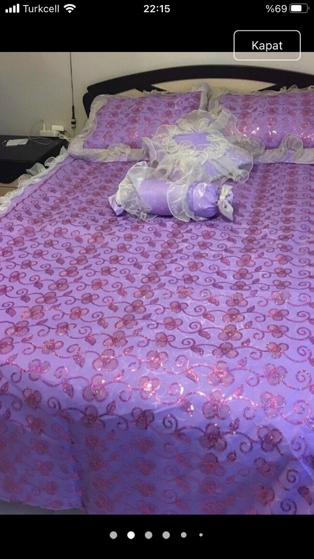 Mor Nakışlı Pastel Yatak Örtüsü - Görsel 2