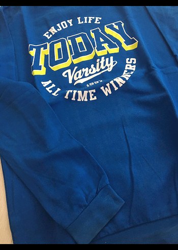 Erkek Mavi Baskılı Sweatshirt - Görsel 3