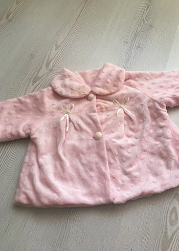 6-9 Ay Beden Düğmeli Pembe Kız Çocuk Polar Ceket