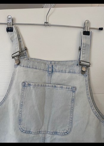 Sivri Askılı Bej Denim elbise - Görsel 3