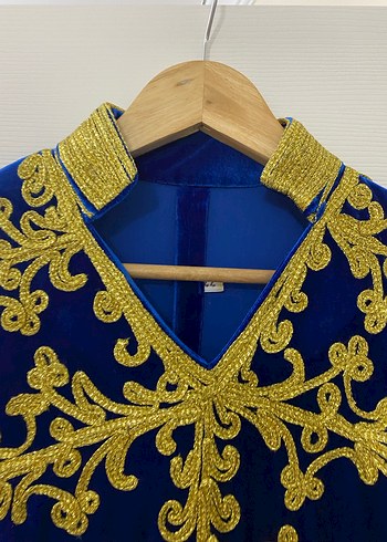 İşlemeli Saks Mavisi Kadın bindallı - Görsel 3