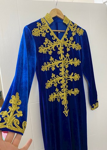 İşlemeli Saks Mavisi Kadın bindallı - Görsel 4