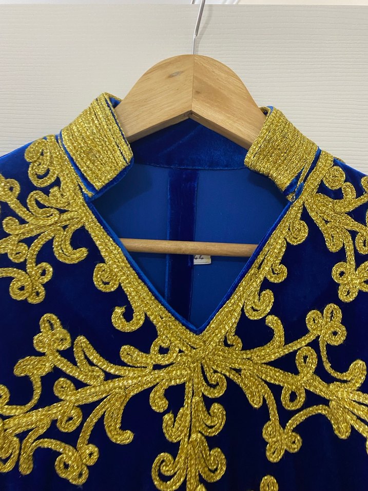 İşlemeli Saks Mavisi Kadın bindallı - Görsel 3