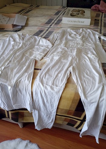 İşlemeli Beyaz Uzun Kollu Emzirme Sabahlığı - Görsel 5