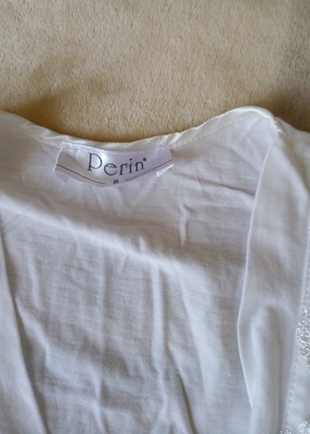 İşlemeli Beyaz Uzun Kollu Emzirme Sabahlığı - Görsel 6