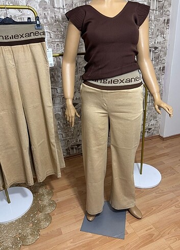 50 Beden camel Renk Palazzo model Pantolon