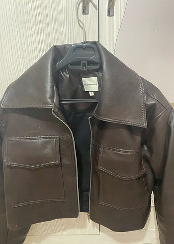 Theoneshine Kahverengi Deri Ceket - Görsel 2