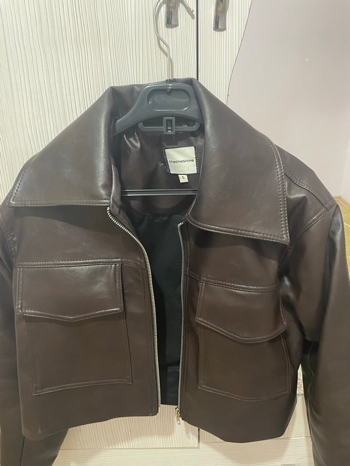 Theoneshine Kahverengi Deri Ceket - Görsel 2
