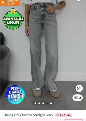 Havoş Gri Yıkamalı Straight Jean - Görsel 2