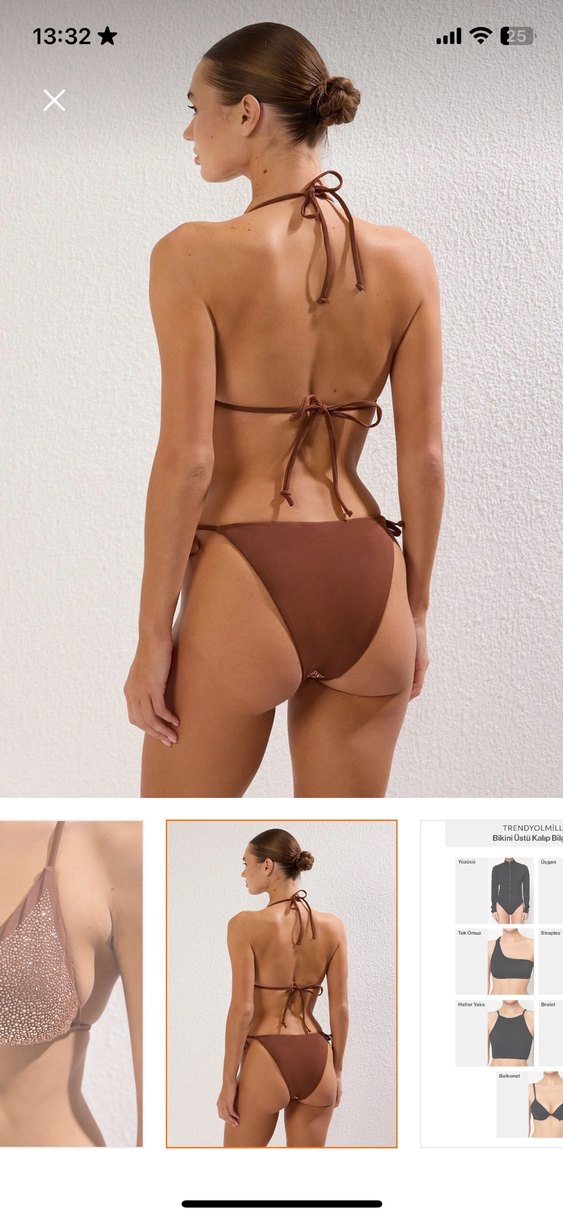 Trendyolmilla kahverengi taşlı bikini takımı - Görsel 2