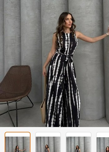 Trendyol & Milla Kadın Siyah Batik Desenli Uzun Tulum