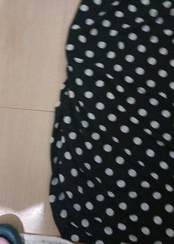 xl Beden Puantiye Desenli Uzun yandan lastikli Elbise