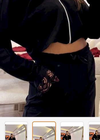 Siyah Yüksek Yakalı Kadın Eşofman Takımı - Görsel 3