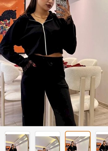 Siyah Yüksek Yakalı Kadın Eşofman Takımı - Görsel 4