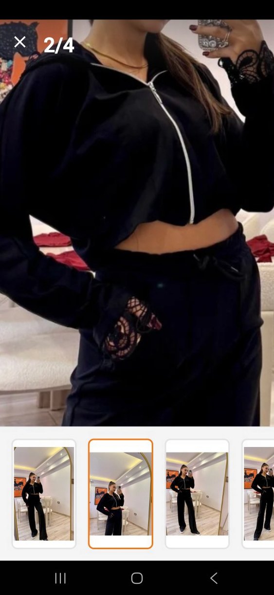 Siyah Yüksek Yakalı Kadın Eşofman Takımı - Görsel 3