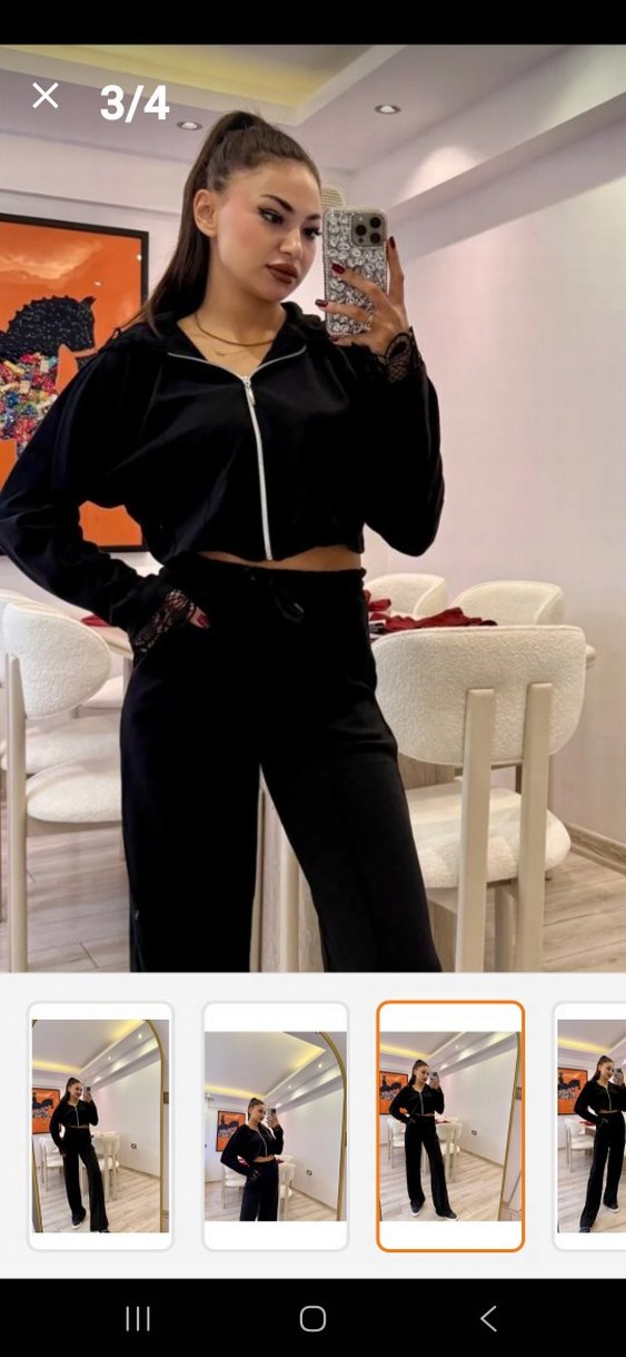 Siyah Yüksek Yakalı Kadın Eşofman Takımı - Görsel 4