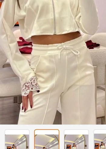 dantel detay takım beyaz - Görsel 3