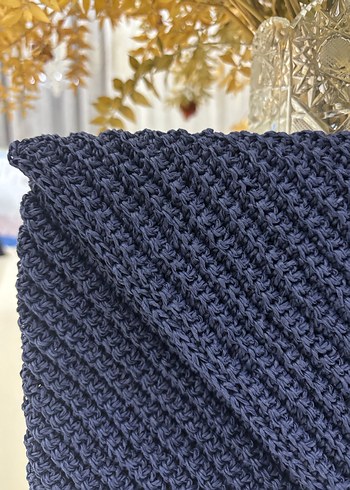 Lacivert Örgü Kadın Portföy Çanta - Görsel 2