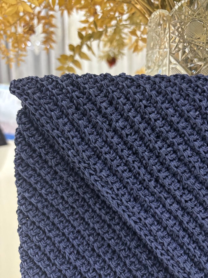 Lacivert Örgü Kadın Portföy Çanta - Görsel 2