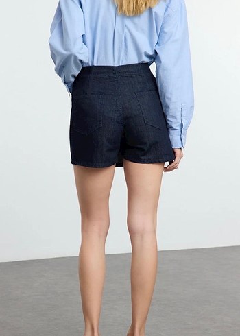 Lacivert Mini Kot Etek - Görsel 5