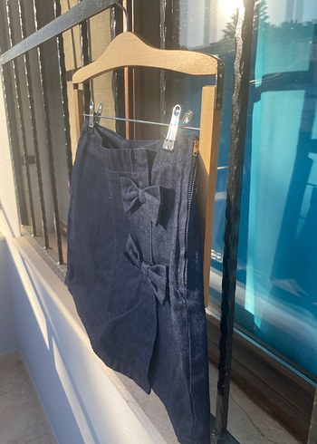 Lacivert Mini Kot Etek - Görsel 3