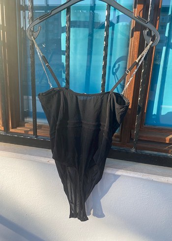 Kikiriki Taş Detaylı Siyah Kadın Bodysuit - Görsel 4