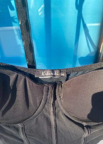 Kikiriki Taş Detaylı Siyah Kadın Bodysuit - Görsel 2