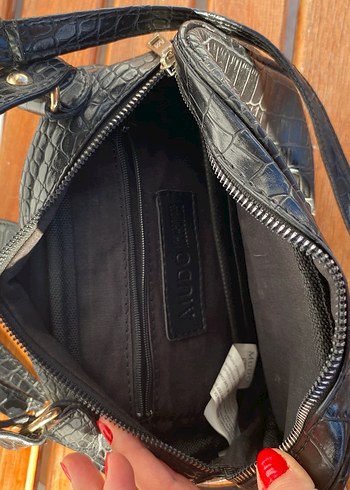 Mudo Marka Siyah Yılan Desenli Deri Kadın Çanta - Görsel 3