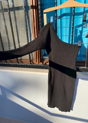 Siyah, tek omuz, mini elbise - Görsel 3