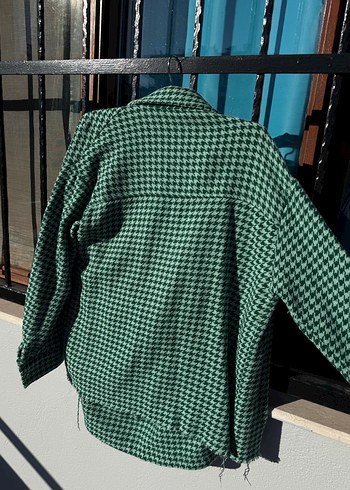 Düğmeli Yeşil Ekose Salaş Kadın etekli takım - Görsel 4