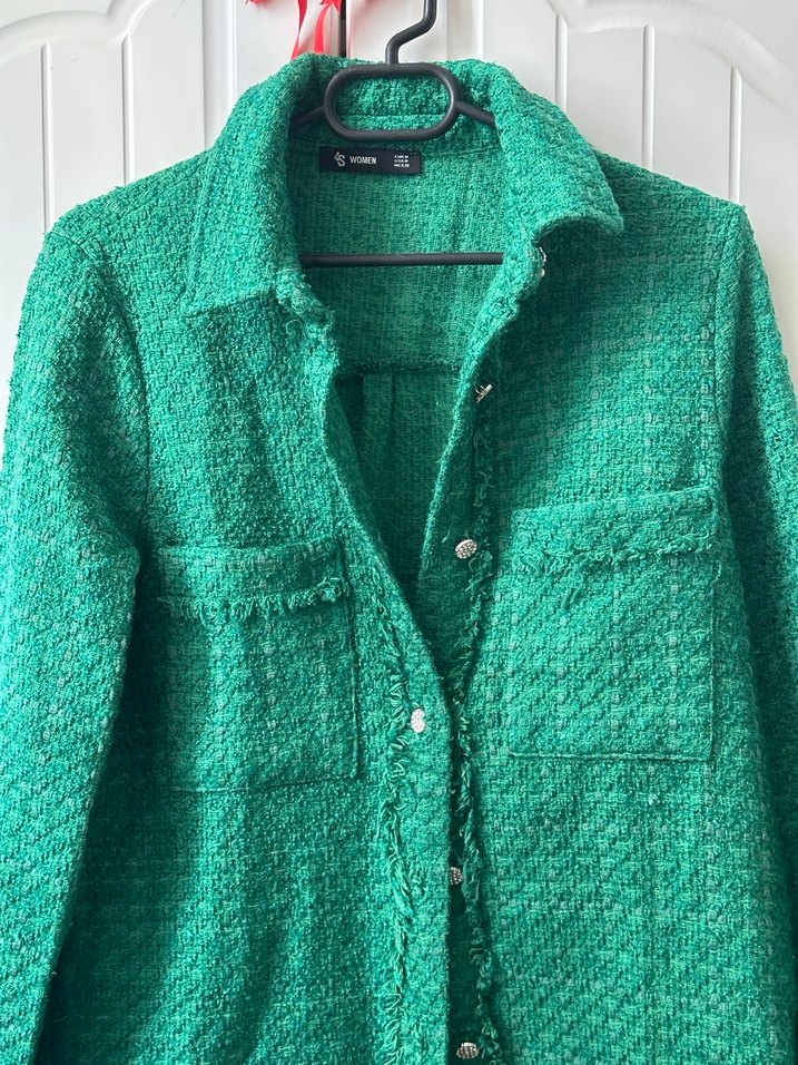 Düğmeli Yeşil Kadın Midi Ceket - Görsel 2