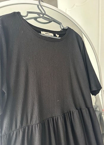 Siyah Keten Midi Salaş Elbise - Görsel 2