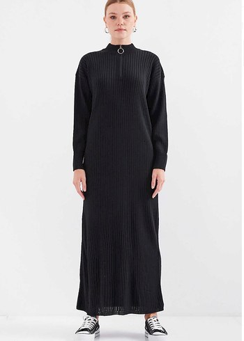 Fermuarlı Siyah Uzun Kollu Kadın Triko - Görsel 3