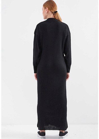 Fermuarlı Siyah Uzun Kollu Kadın Triko - Görsel 4