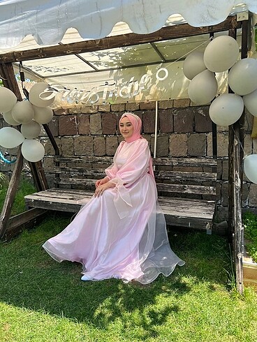 Diğer Pembe tesettur elbisesi bride elbisesi