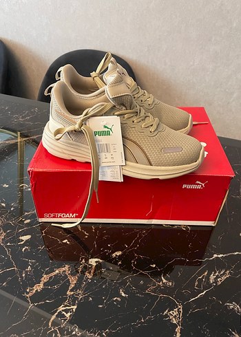 Bej Kadın Puma Spor Ayakkabı Velcro Detaylı