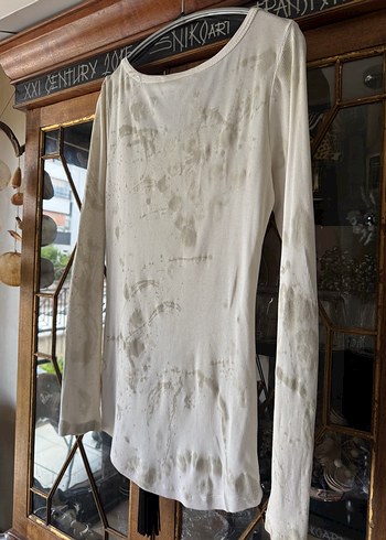l Beden beyaz Renk H&M LOGG Beyaz baskı ile Uzun Kollu Tişörtü