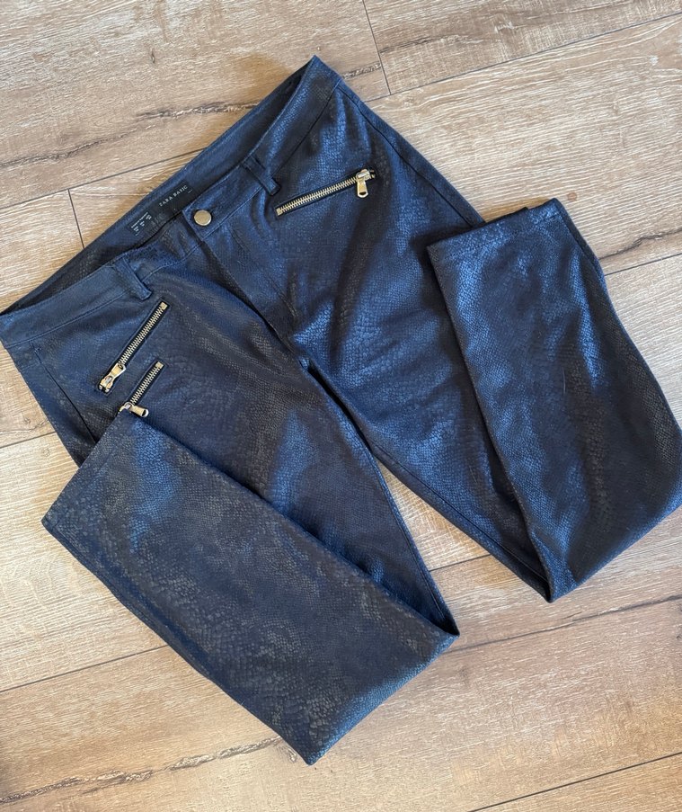 ZARA siyah süet görünümlü yılan pantolon - Görsel 3