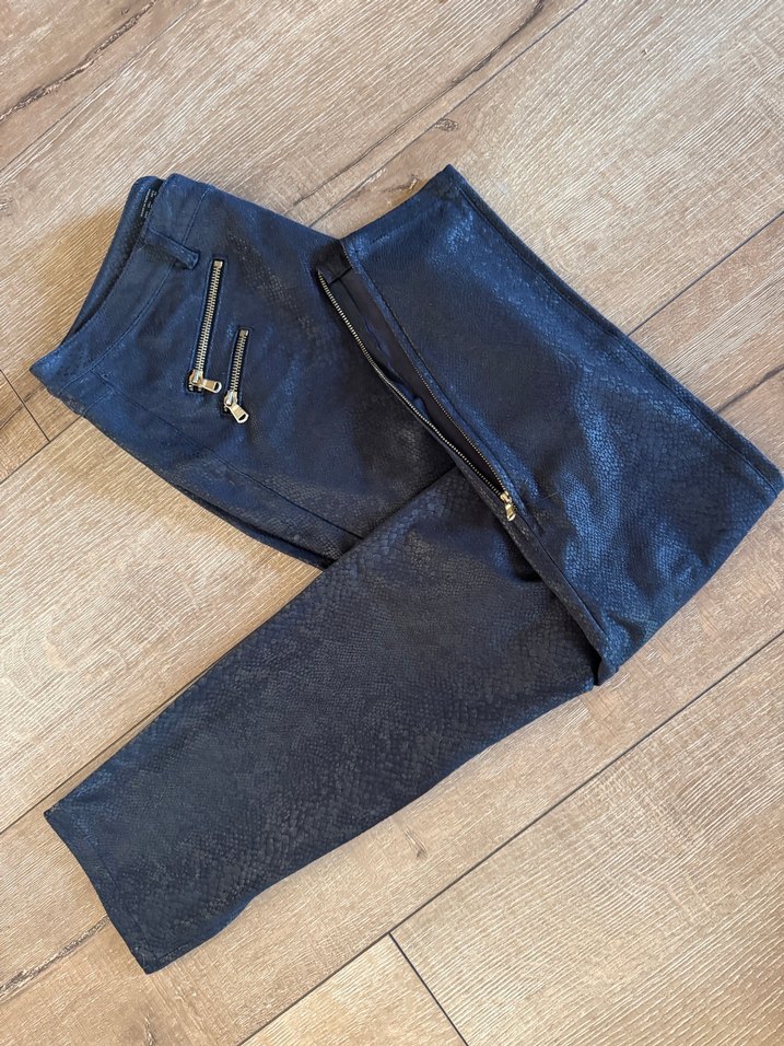 ZARA siyah süet görünümlü yılan pantolon - Görsel 4