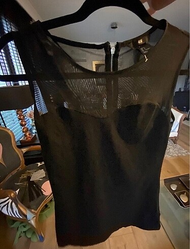 H&M H&M yeni siyah bluz fileli ve fermuarlı