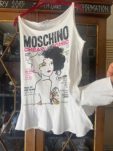 38 Beden Orijinal MOSCHINO bluz baskı ile pamuklu