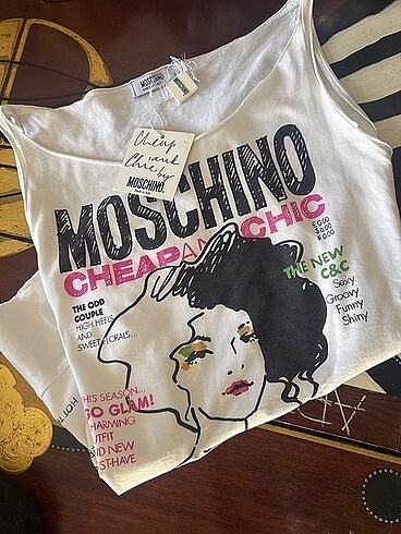 Orijinal MOSCHINO bluz baskı ile pamuklu