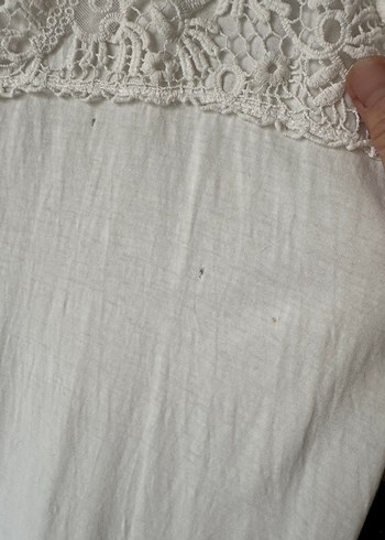 H&M Nakış Detaylı Beyaz Gecelik pamuklu - Görsel 7