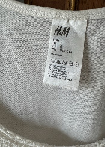 H&M Nakış Detaylı Beyaz Gecelik pamuklu - Görsel 6