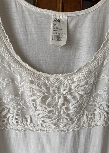 H&M Nakış Detaylı Beyaz Gecelik pamuklu - Görsel 5
