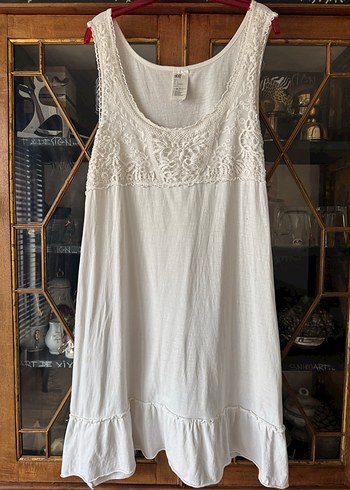 H&M Nakış Detaylı Beyaz Gecelik pamuklu - Görsel 3