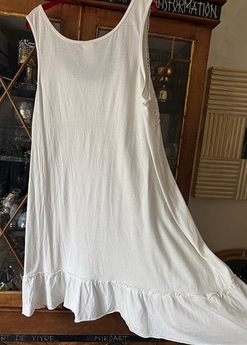 H&M Nakış Detaylı Beyaz Gecelik pamuklu - Görsel 4