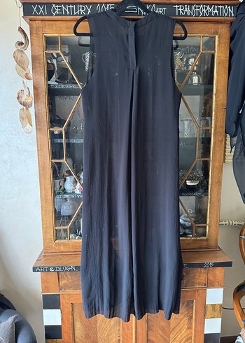 H&M pahalı hattı özel tasarım siyah şifon uzun elbise - Görsel 6