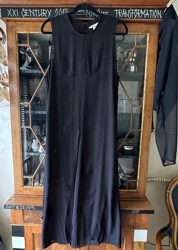 H&M pahalı hattı özel tasarım siyah şifon uzun elbise - Görsel 4